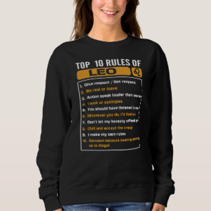 Sweatshirt Top 10 Rules Of Leo, Leo Facts Traits