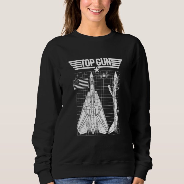 Sweatshirt Top Gun F 14 Tomcat Blueprints (Devant)