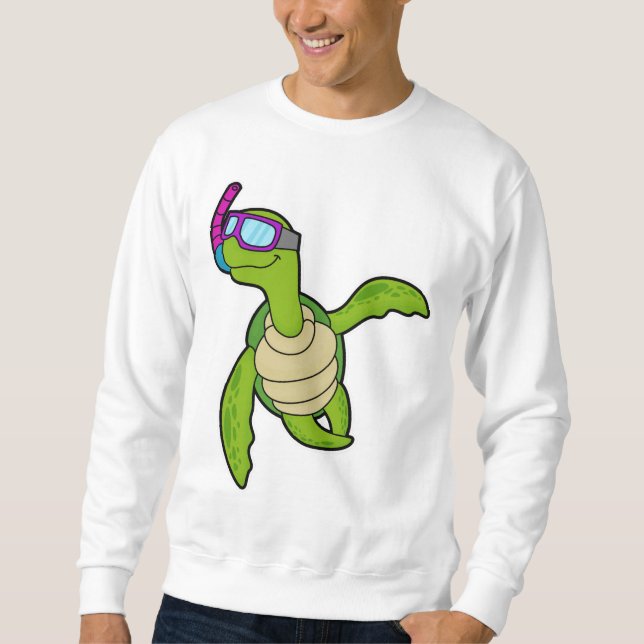 Sweatshirt Tortue à la natation avec tuba (Devant)