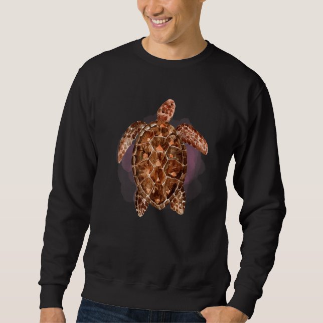 Sweatshirt Tortue à l'aquarelle Créatures de l'océan profond  (Devant)