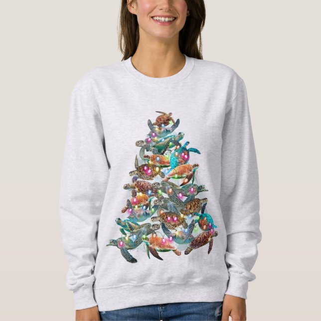 Sweatshirt Tortue Arbre de Noël Ornement Arbre de Noël Arbre  (Devant)