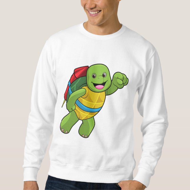 Sweatshirt Tortue au volant avec fusée (Devant)
