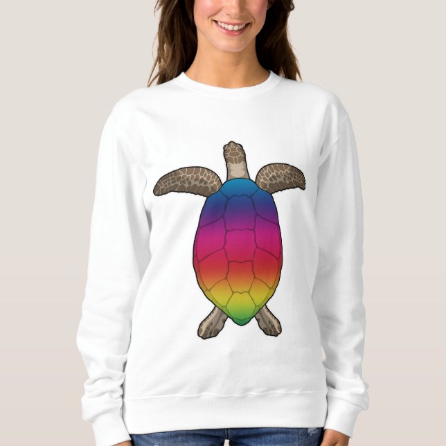 Sweatshirt Tortue aux couleurs arc-en-ciel (Devant)