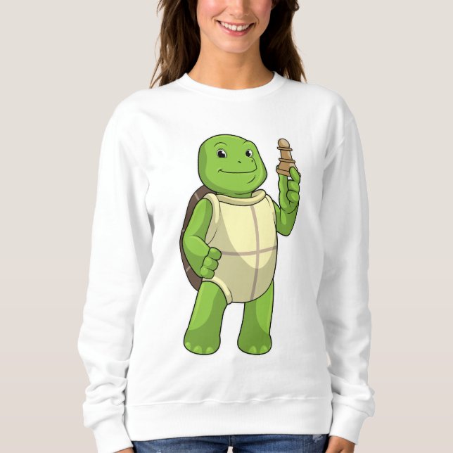 Sweatshirt Tortue aux échecs avec pièce d'échecs Pion (Devant)
