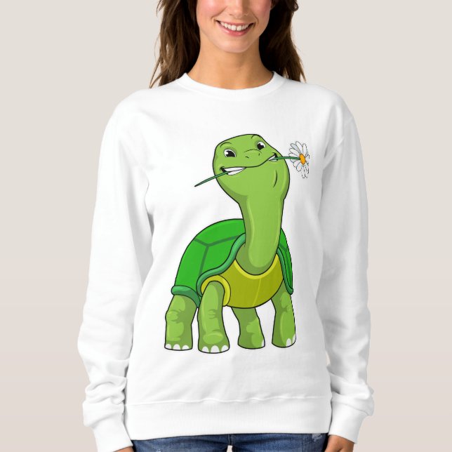 Sweatshirt Tortue avec marguerite à fleurs (Devant)