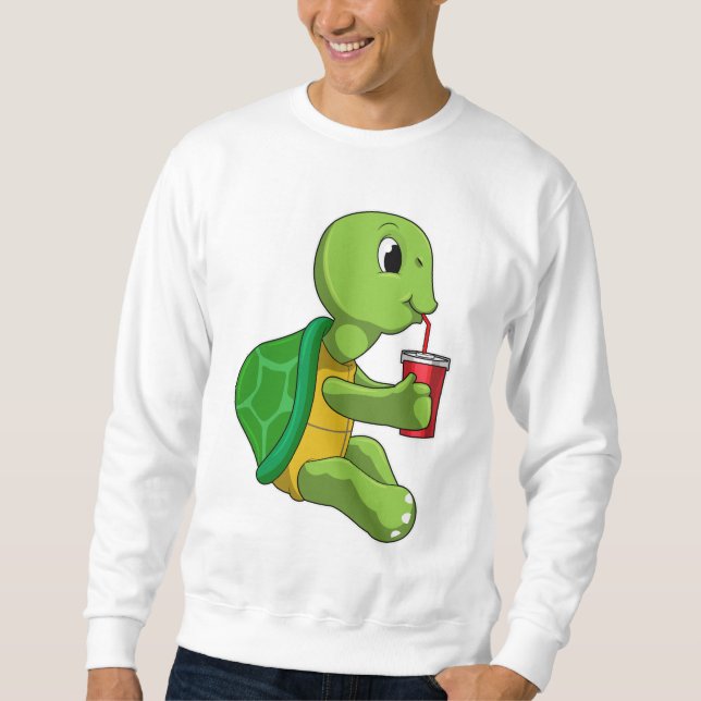 Sweatshirt Tortue avec tasse à boire avec paille (Devant)
