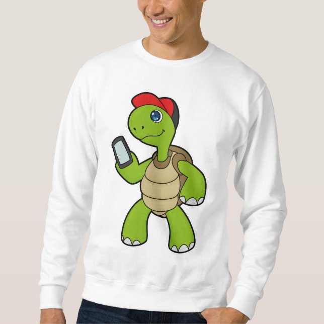 Sweatshirt Tortue avec téléphone et Casquette (Devant)