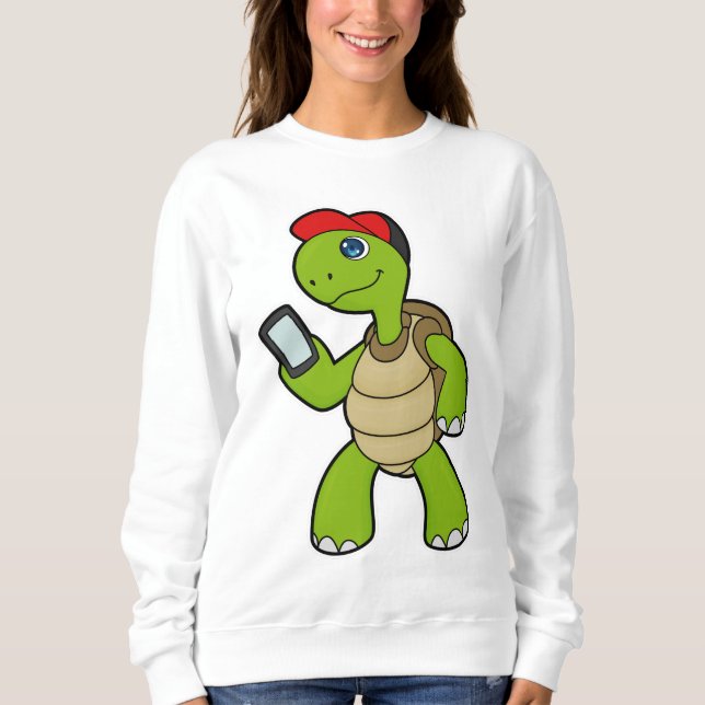 Sweatshirt Tortue avec téléphone et Casquette (Devant)