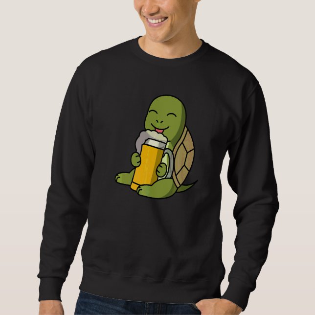 Sweatshirt Tortue buvant de la bière (Devant)