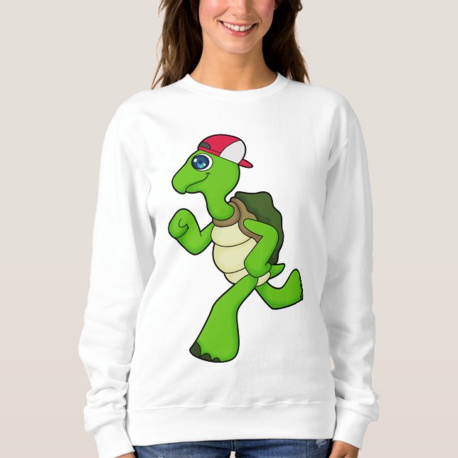 Sweatshirt Tortue comme coureur avec Casquette (Devant)