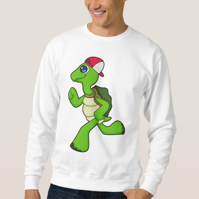 Sweatshirt Tortue comme coureur avec Casquette (Devant)