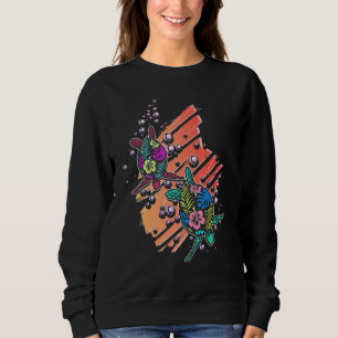 Sweatshirt Tortue de mer florale hawaïenne Océan Vie marine B