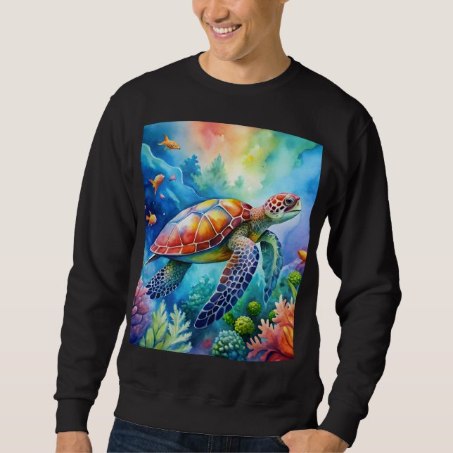 Sweatshirt Tortue de mer peinte (Devant)