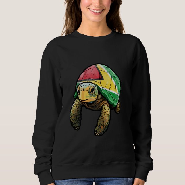 Sweatshirt Tortue drôle avec le drapeau de Guyana Cool Guyane (Devant)