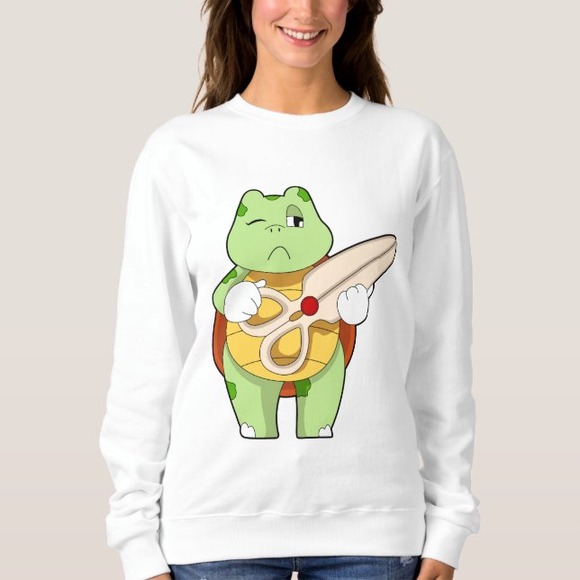 Sweatshirt Tortue en coiffeur avec ciseaux (Devant)