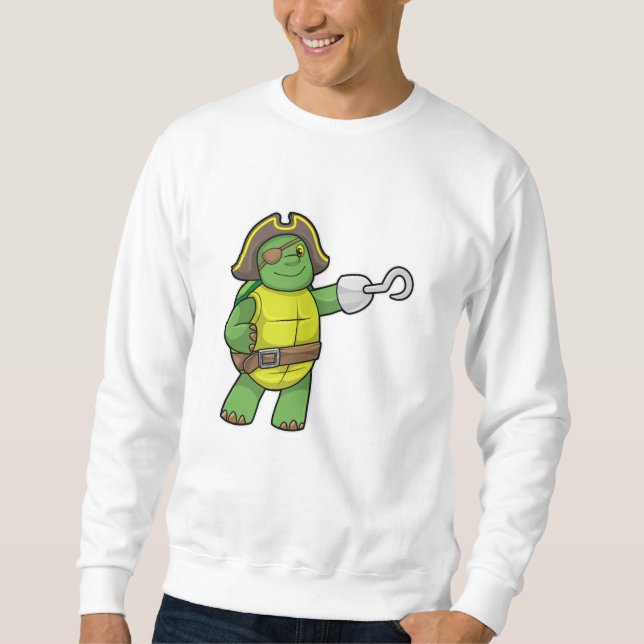 Sweatshirt Tortue en pirate avec patchs main et oeil (Devant)