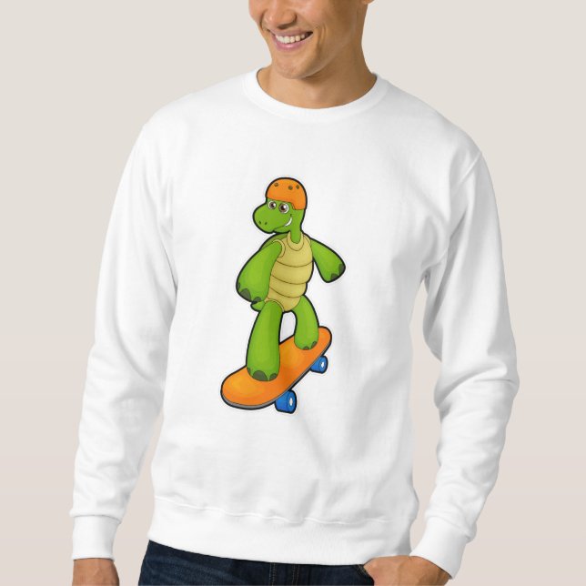 Sweatshirt Tortue en Skateboard avec Skateboard & Casque (Devant)