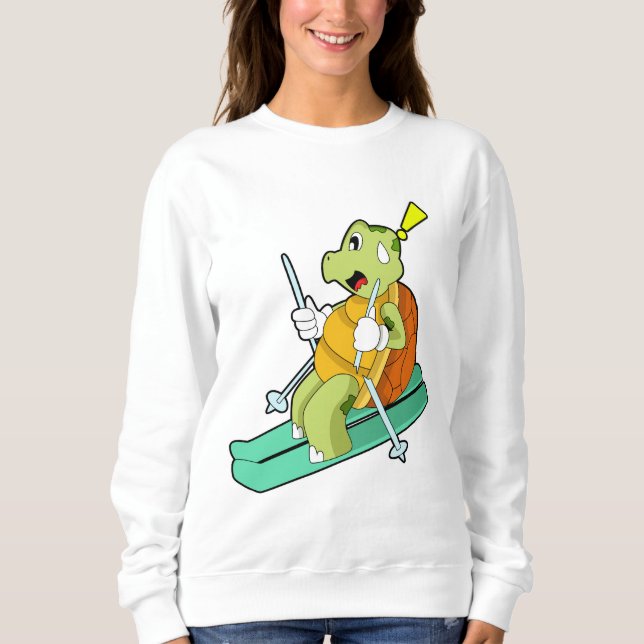 Sweatshirt Tortue en ski avec ski (Devant)