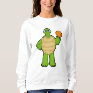 Sweatshirt Tortue en tant que joueur de basket-ball avec bask