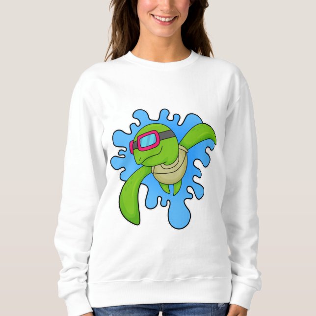 Sweatshirt Tortue Piscine lunettes de natation (Devant)