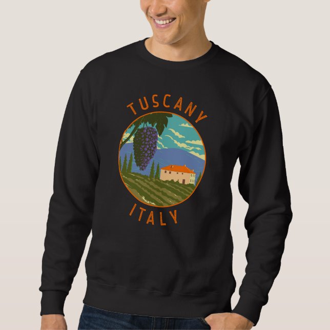 Sweatshirt Toscane Italie Vignoble Perturbé Cercle Vintage (Devant)