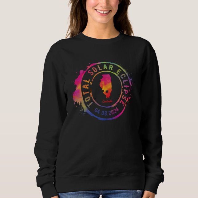 Sweatshirt Total Solar Eclipse 2024 USA Illinois Centralia To (Devant)