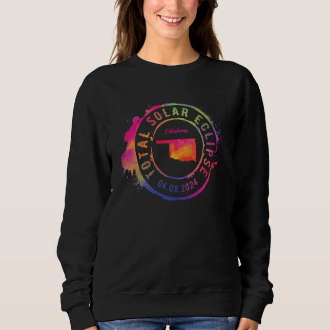 Sweatshirt Total Solar Eclipse 2024 USA Oklahoma Totality Col (Devant)