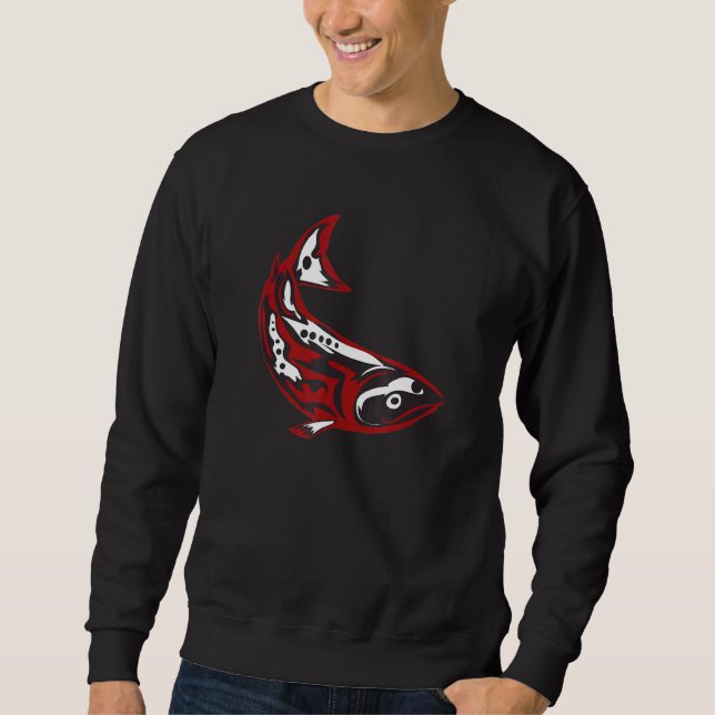 Sweatshirt Totem de poisson Saumon autochtone tribal Pacifiqu (Devant)