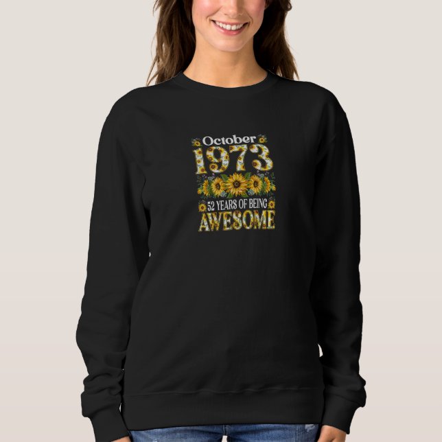 Sweatshirt Tournesol 52 ans Octobre 1973 52e anniversaire (Devant)