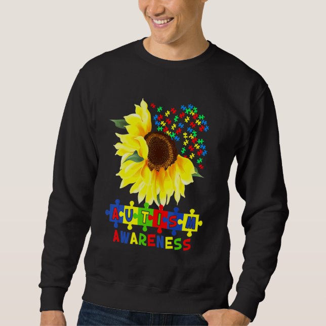 Sweatshirt Tournesol Autisme Puzzle Pièce Cool Sensibilisatio (Devant)