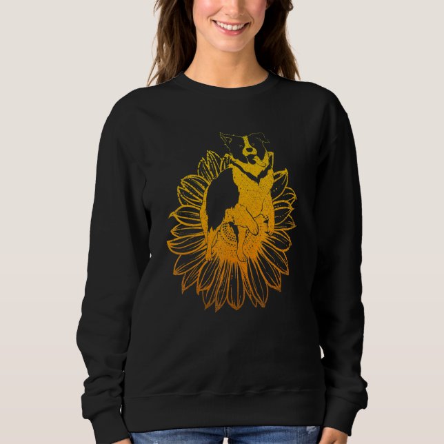 Sweatshirt Tournesol Fleur de Soleil Chien Hippie Border Coll (Devant)