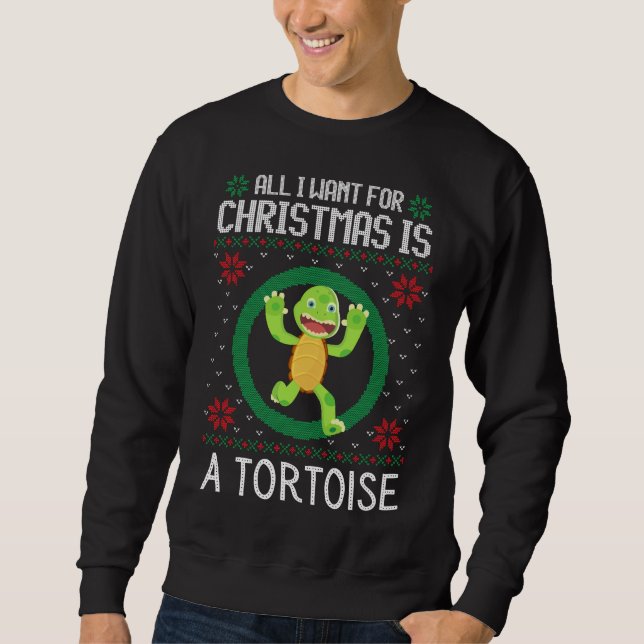 Sweatshirt Tout ce que je veux pour Noël, c'est une tortue. (Devant)
