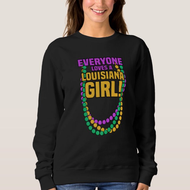 Sweatshirt Tout Le Monde Aime Louisiana Girl Mardi Gras Beads (Devant)