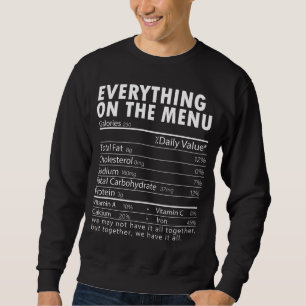 Sweatshirt Tout Sur Le Menu Nutrition Facts Thanksgivin