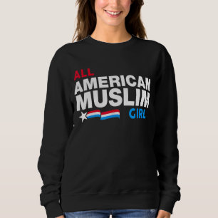 Sweatshirt Toute Américaine Musulmane Fille Rouge Blanc Et Bl