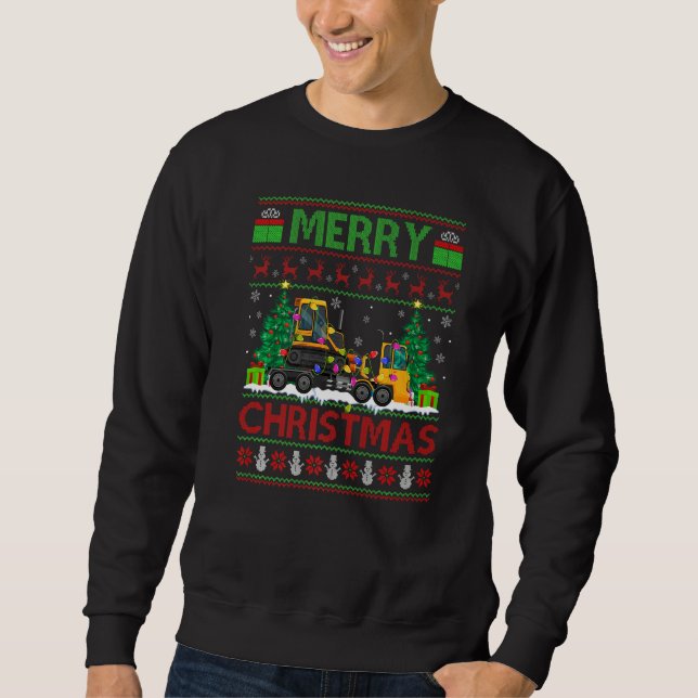 Sweatshirt Tow Truck  Xmas Tree Ugly Santa Tow Truck Christma (Devant)