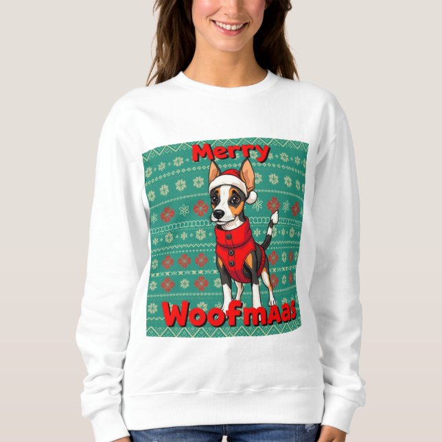 Sweatshirt Toy Fox Terrier Joyeux Woofmas (Devant)