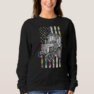 Sweatshirt Tracteur American Flag Pâques Jour mou Chasse aux 