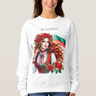 Sweatshirt Tradition du drapeau bulgare Folklore Femme Roses