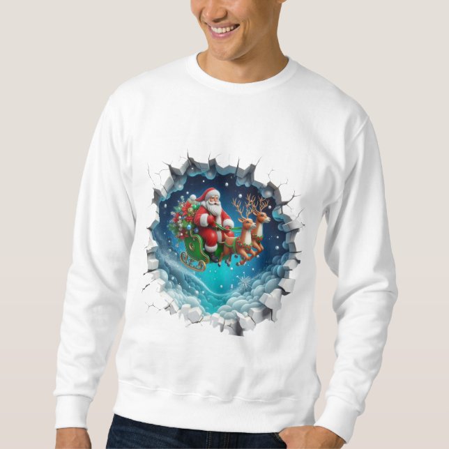 Sweatshirt traîneau de Noël du Père Noël (Devant)
