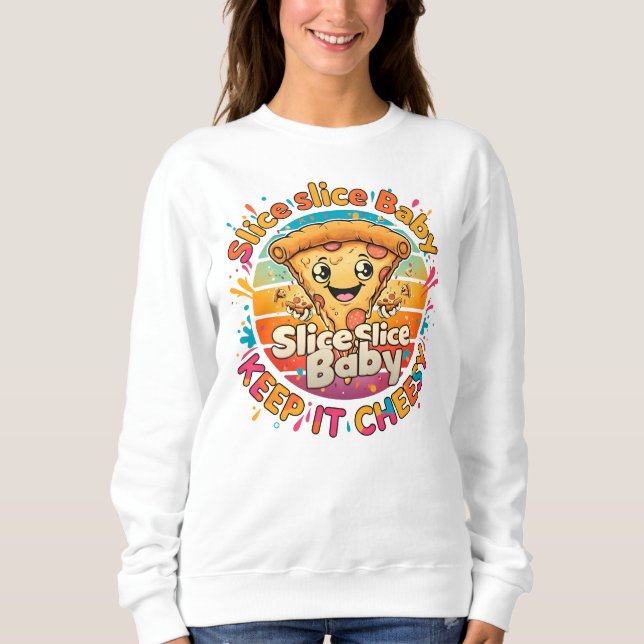 Sweatshirt Trancher Bébé - Pizza amusante (Devant)