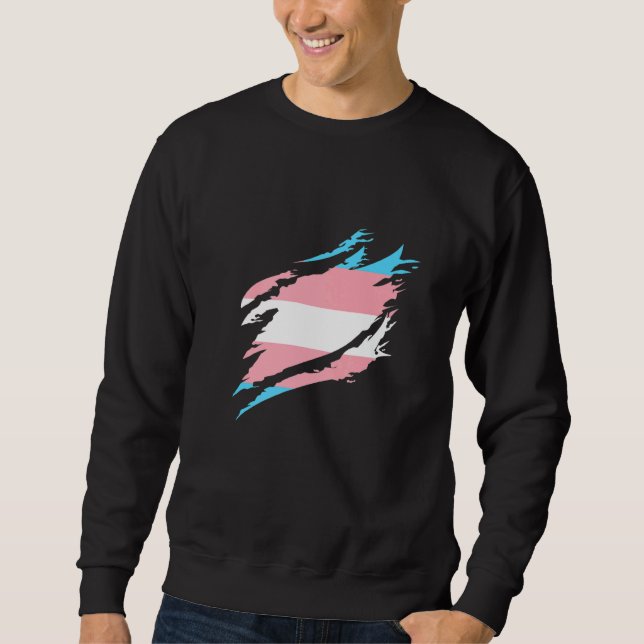 Sweatshirt Transsexual Flag Half Transgender Vintage Flag Tra (Devant)