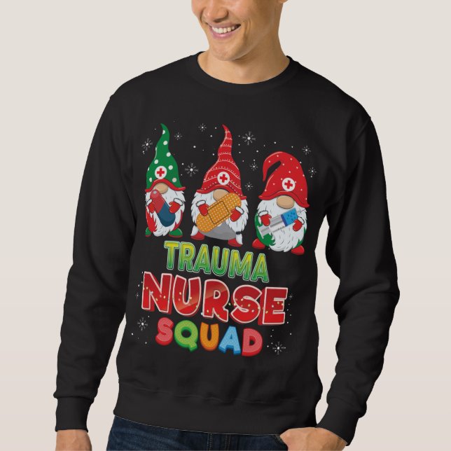 Sweatshirt Trauma Infirmière Squad Gnomes de Noël Gomme Doule (Devant)