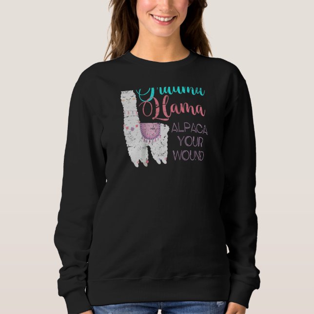 Sweatshirt Trauma Llama Alpaca Votre Infirmière Blessée Ragla (Devant)