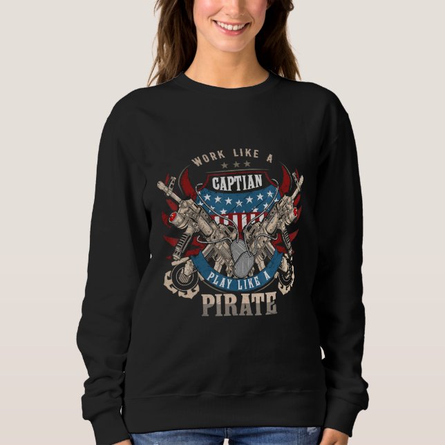 Sweatshirt Travailler Comme Un Capitaine Jouer Comme Une Gard (Devant)