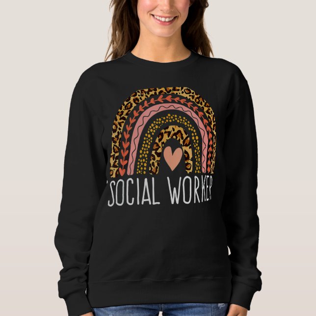 Sweatshirt Travailleuse sociale Leopard Arc-en-ciel Travail s (Devant)
