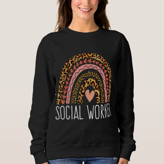 Sweatshirt Travailleuse sociale Leopard Arc-en-ciel Travail s (Devant)