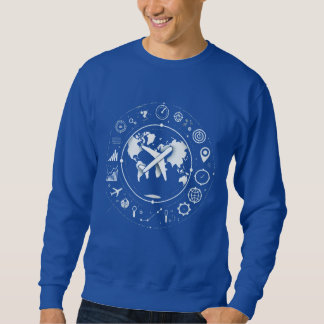 Sweatshirt Traveling Minimalist Airplane Over World Map