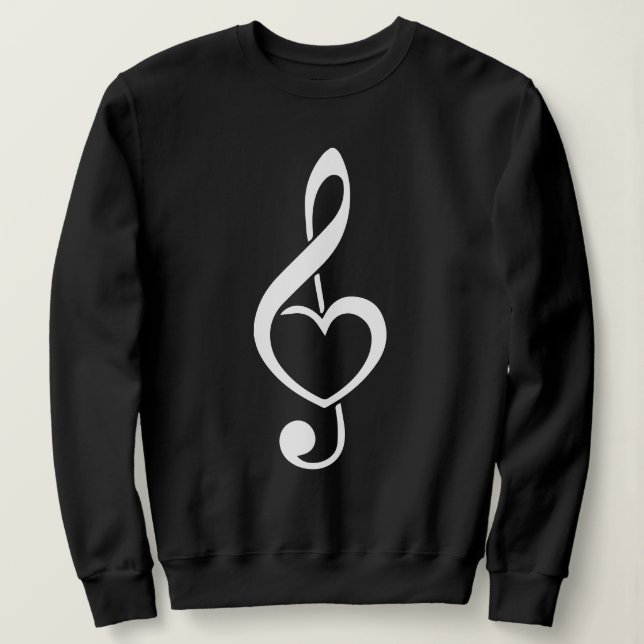 Sweatshirt Treble Clef Heart Music Note (Design devant)