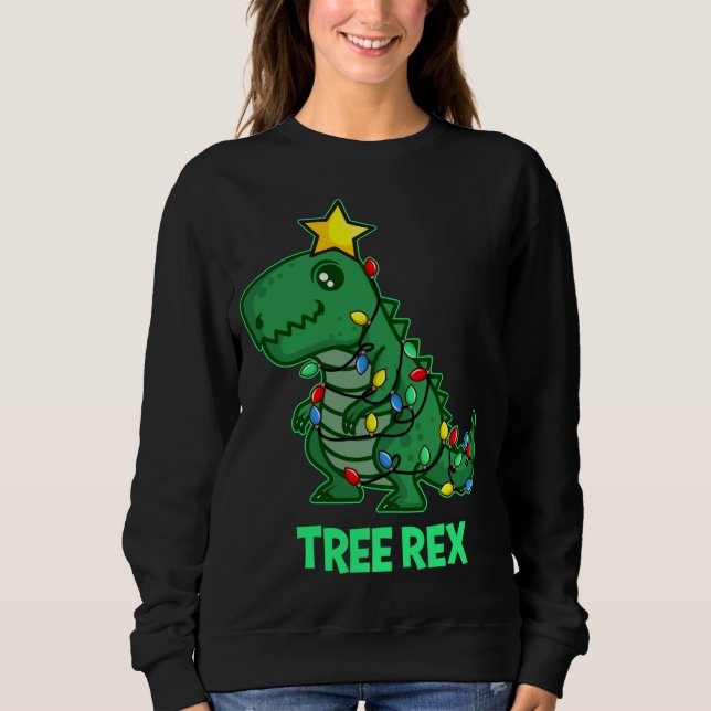 Sweatshirt Tree Rex Funny Mignonne Retro Christmas Dino (Devant)